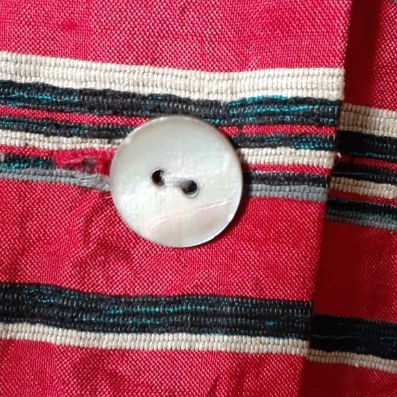 coldwater creek red silk shirt m pm large l blouse top career holiday - Picture 5 of 5